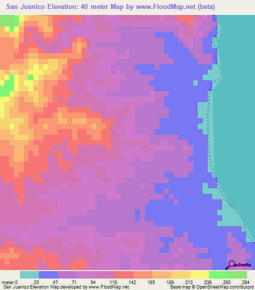 San Juanico,Mexico Elevation Map