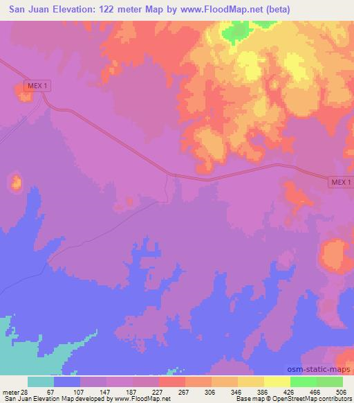 San Juan,Mexico Elevation Map