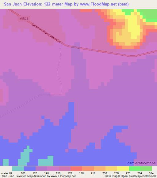 San Juan,Mexico Elevation Map