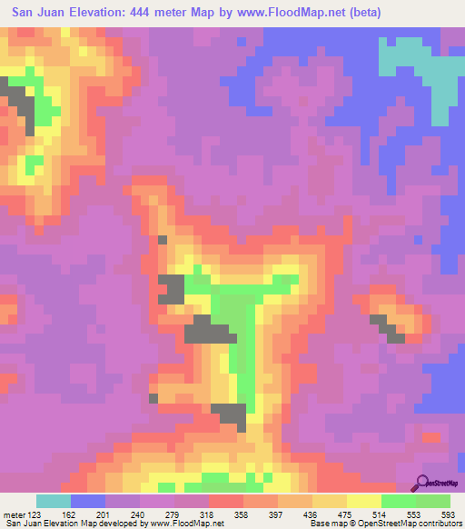 San Juan,Mexico Elevation Map