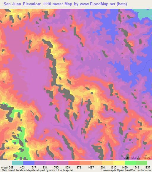 San Juan,Mexico Elevation Map