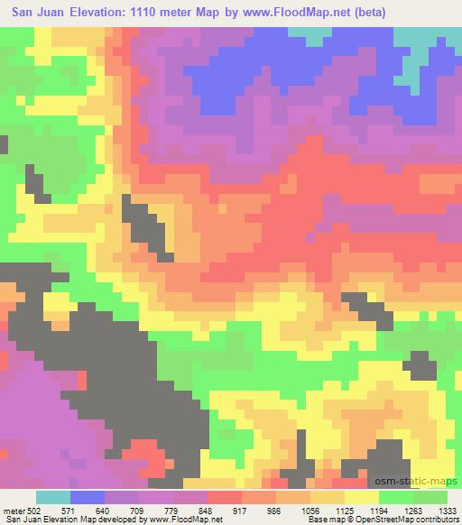 San Juan,Mexico Elevation Map