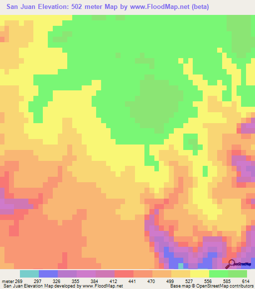 San Juan,Mexico Elevation Map