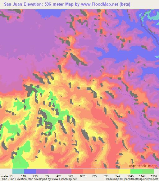 San Juan,Mexico Elevation Map