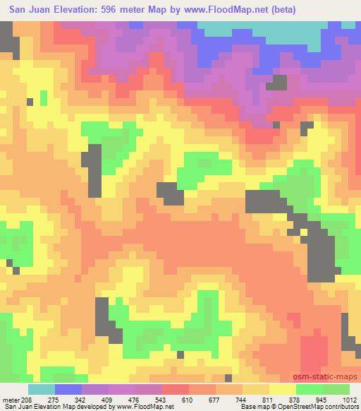 San Juan,Mexico Elevation Map