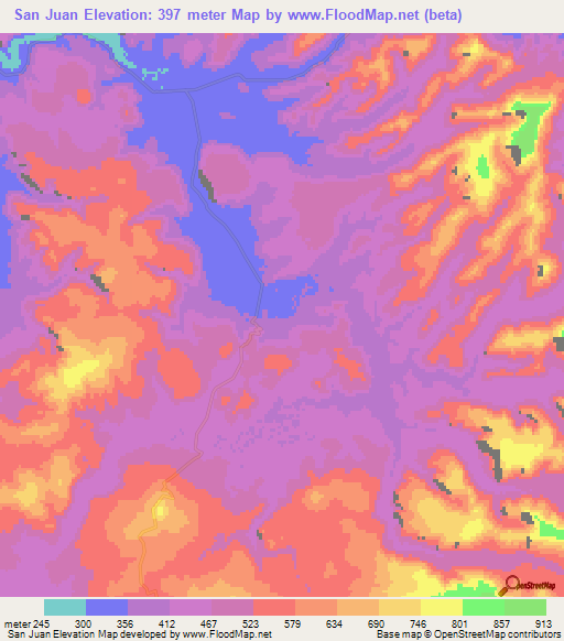 San Juan,Mexico Elevation Map