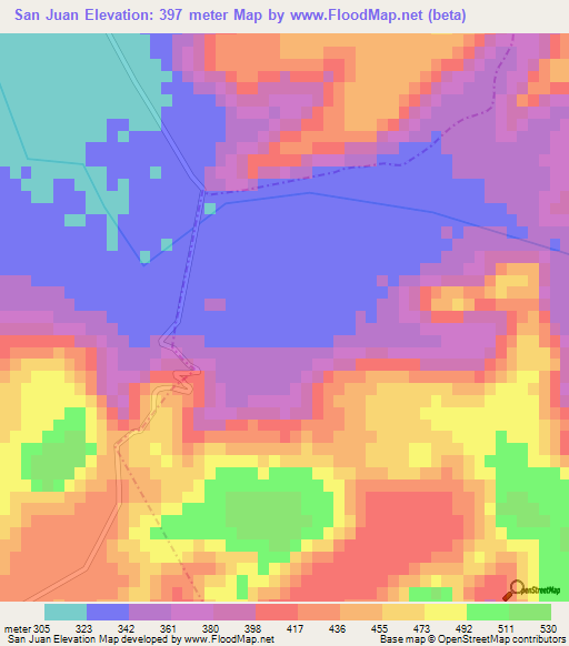 San Juan,Mexico Elevation Map