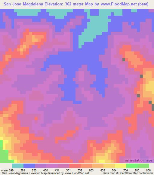 San Jose Magdalena,Mexico Elevation Map