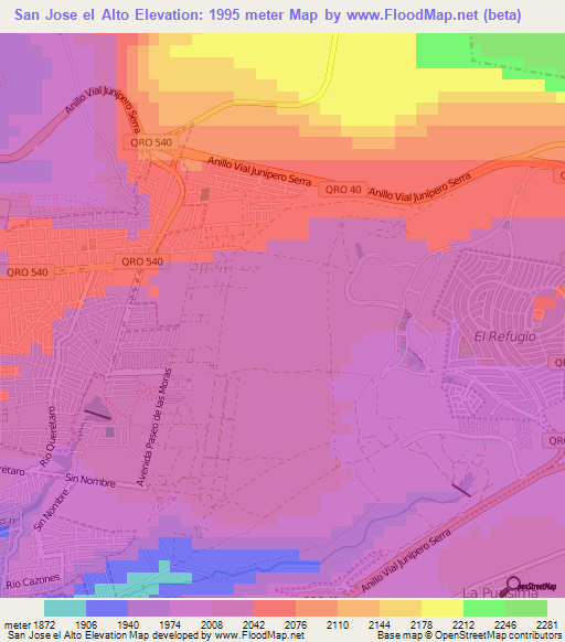 San Jose el Alto,Mexico Elevation Map