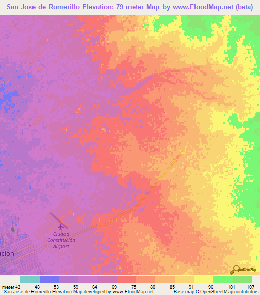 San Jose de Romerillo,Mexico Elevation Map