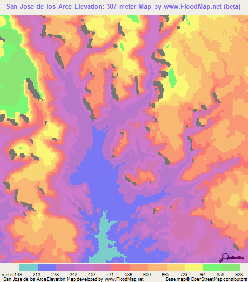 San Jose de los Arce,Mexico Elevation Map