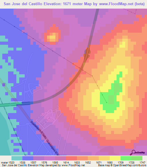 San Jose del Castillo,Mexico Elevation Map