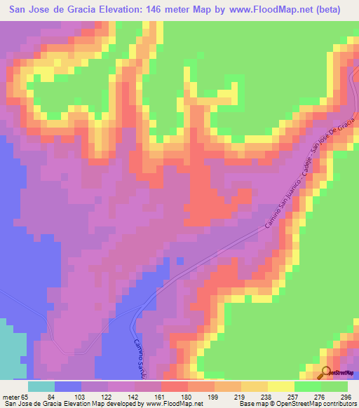 San Jose de Gracia,Mexico Elevation Map