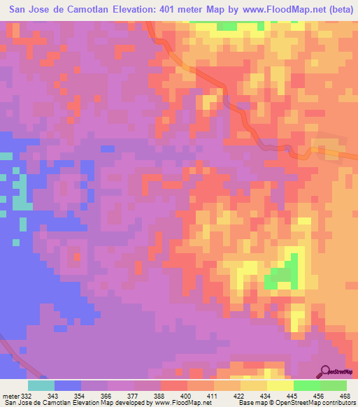 San Jose de Camotlan,Mexico Elevation Map