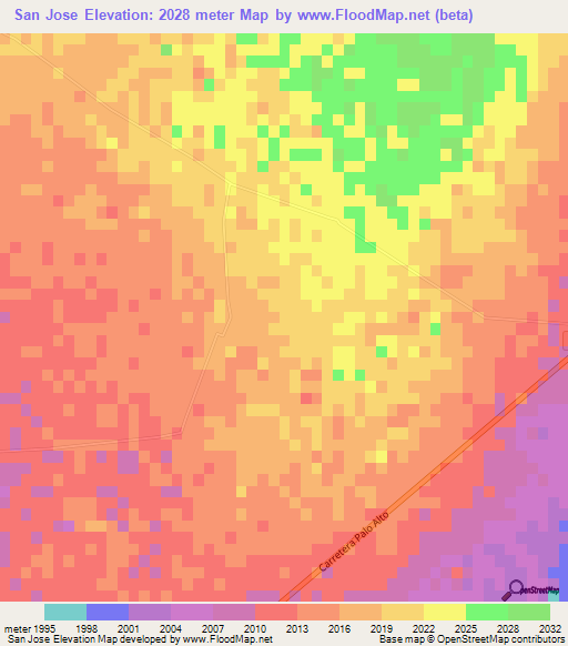 San Jose,Mexico Elevation Map