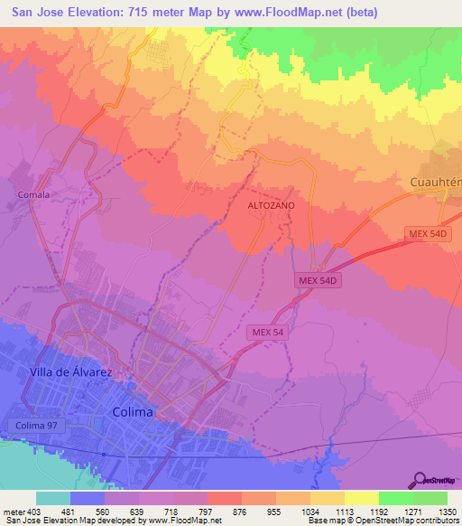 San Jose,Mexico Elevation Map