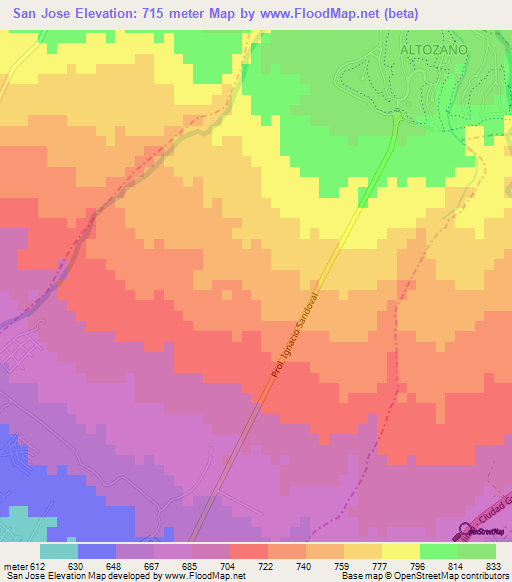 San Jose,Mexico Elevation Map