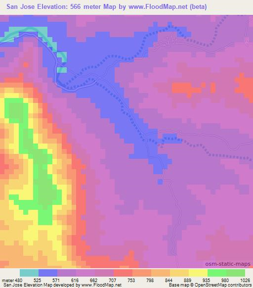 San Jose,Mexico Elevation Map