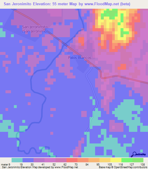 San Jeronimito,Mexico Elevation Map