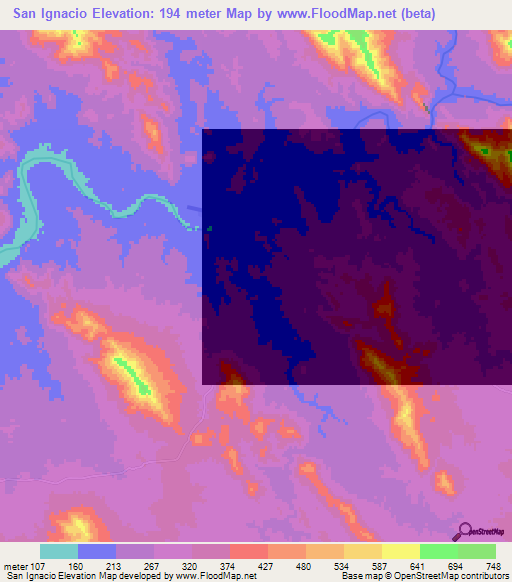 San Ignacio,Mexico Elevation Map