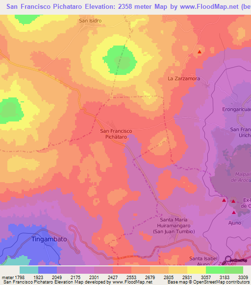 San Francisco Pichataro,Mexico Elevation Map