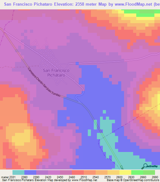 San Francisco Pichataro,Mexico Elevation Map