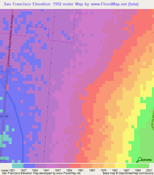 San Francisco,Mexico Elevation Map