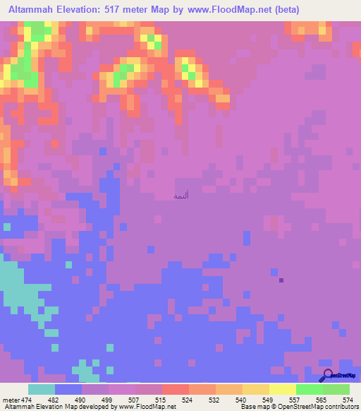 Altammah,Saudi Arabia Elevation Map