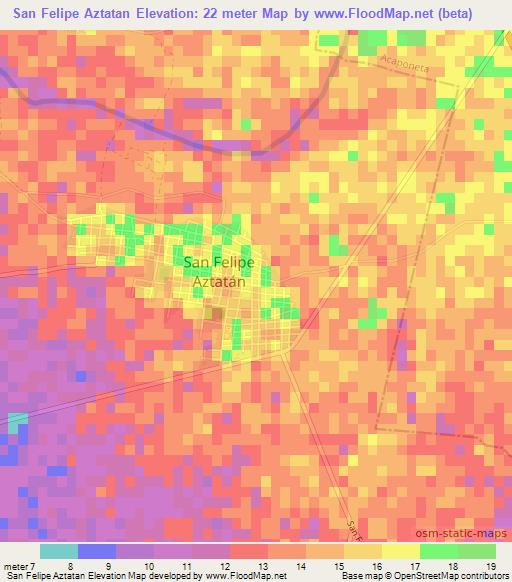 San Felipe Aztatan,Mexico Elevation Map