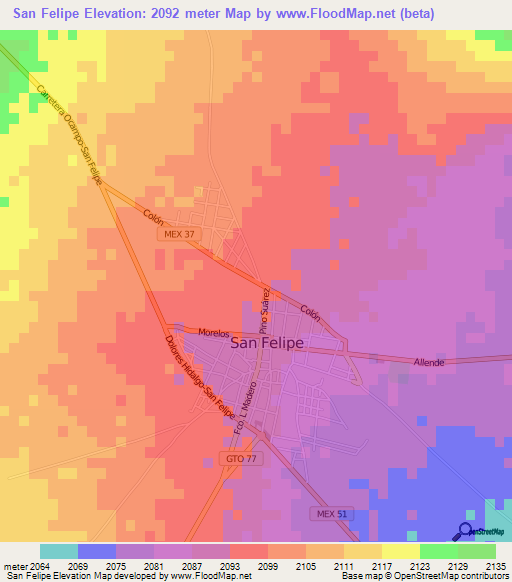 San Felipe,Mexico Elevation Map