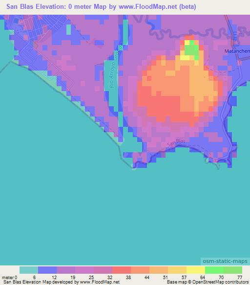 San Blas,Mexico Elevation Map