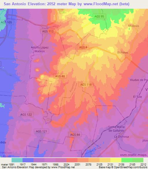 San Antonio,Mexico Elevation Map