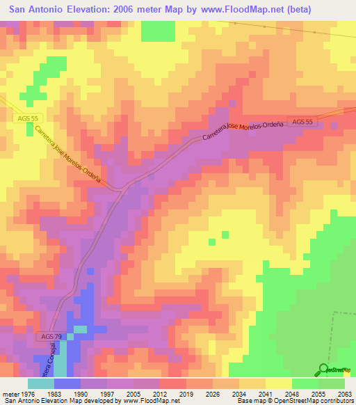 San Antonio,Mexico Elevation Map