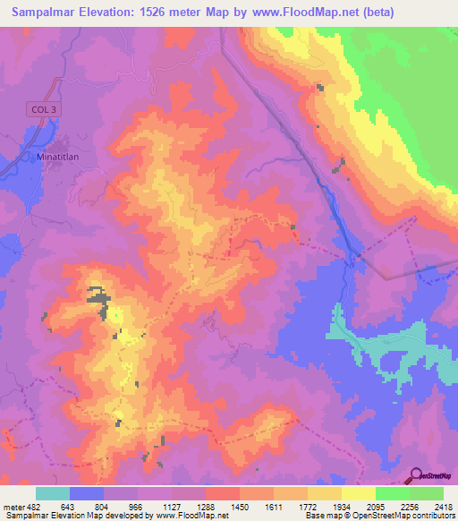 Sampalmar,Mexico Elevation Map