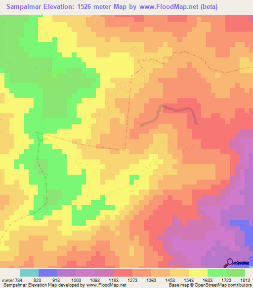 Sampalmar,Mexico Elevation Map