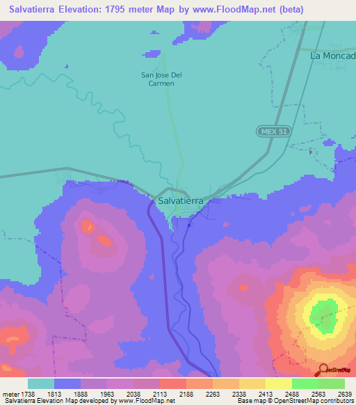 Salvatierra,Mexico Elevation Map