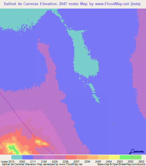 Salitral de Carreras,Mexico Elevation Map