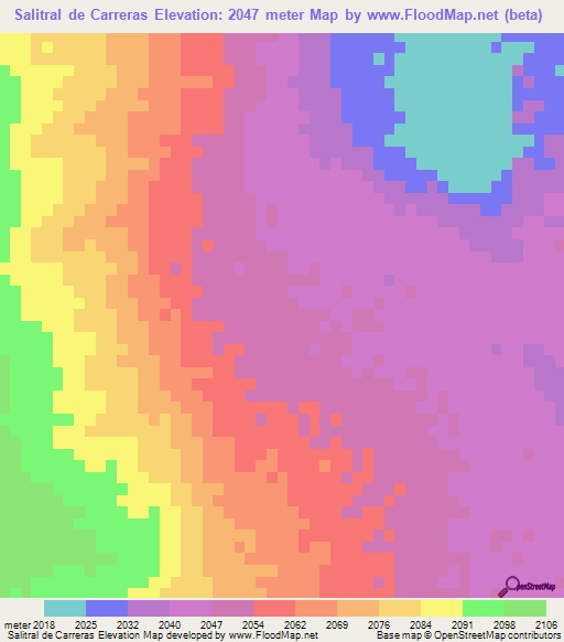 Salitral de Carreras,Mexico Elevation Map