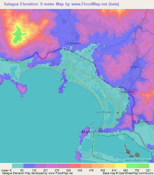 Salagua,Mexico Elevation Map