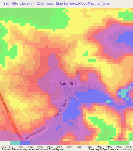 Sain Alto,Mexico Elevation Map