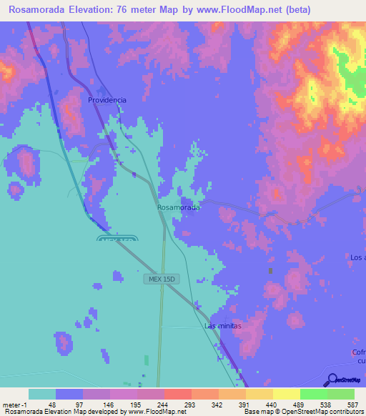 Rosamorada,Mexico Elevation Map