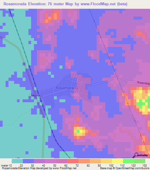 Rosamorada,Mexico Elevation Map