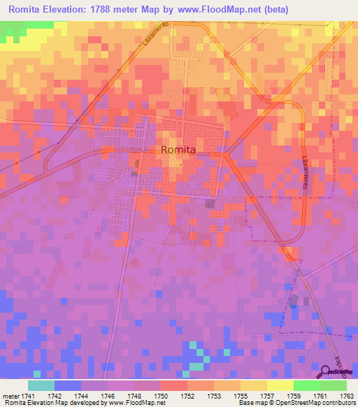 Romita,Mexico Elevation Map