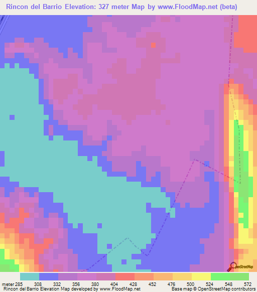 Rincon del Barrio,Mexico Elevation Map