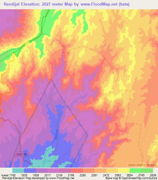 Rendijal,Mexico Elevation Map