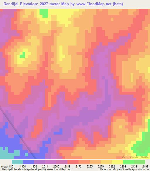 Rendijal,Mexico Elevation Map