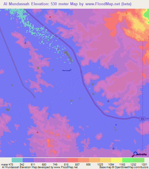 Al Mundassah,Saudi Arabia Elevation Map