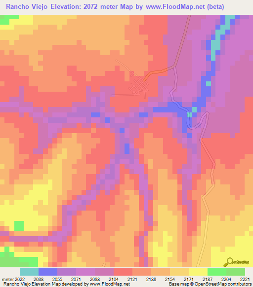 Rancho Viejo,Mexico Elevation Map