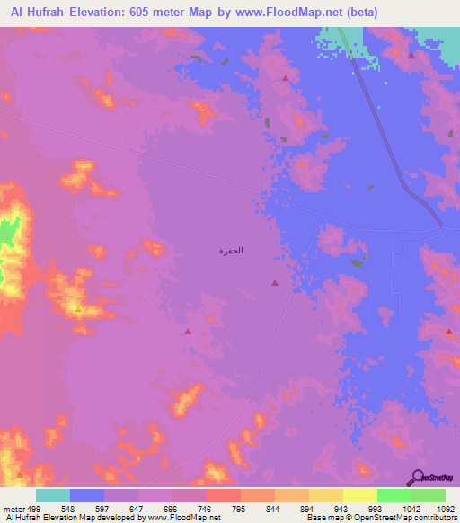 Al Hufrah,Saudi Arabia Elevation Map