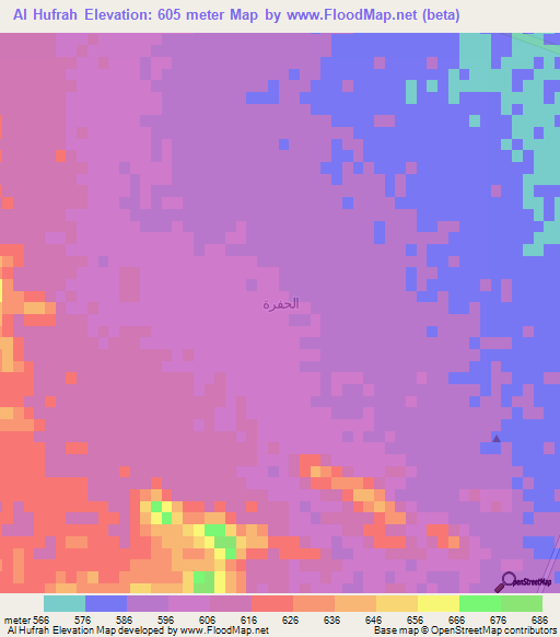 Al Hufrah,Saudi Arabia Elevation Map